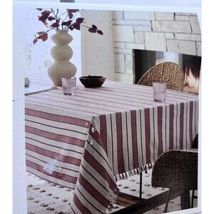 New Threshold Rectangular Striped Tablecloth 60” X 104” Autumn Thanksgiving 8-10